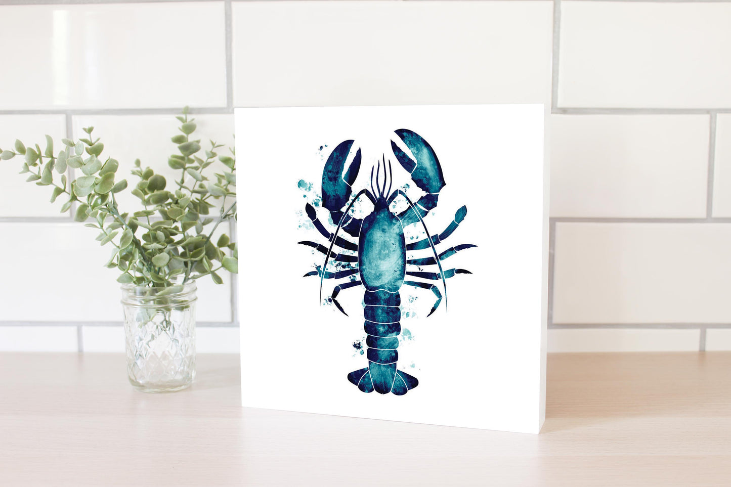 New England Water Color Lobster | Wood Block | Eaches | Min 2