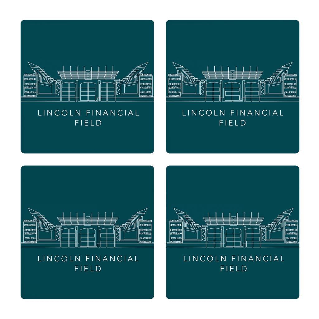 Modern Minimalist Pennsylvania Lincoln Field Line Drawing| Absorbent Coasters | Set of 4 | Min 2