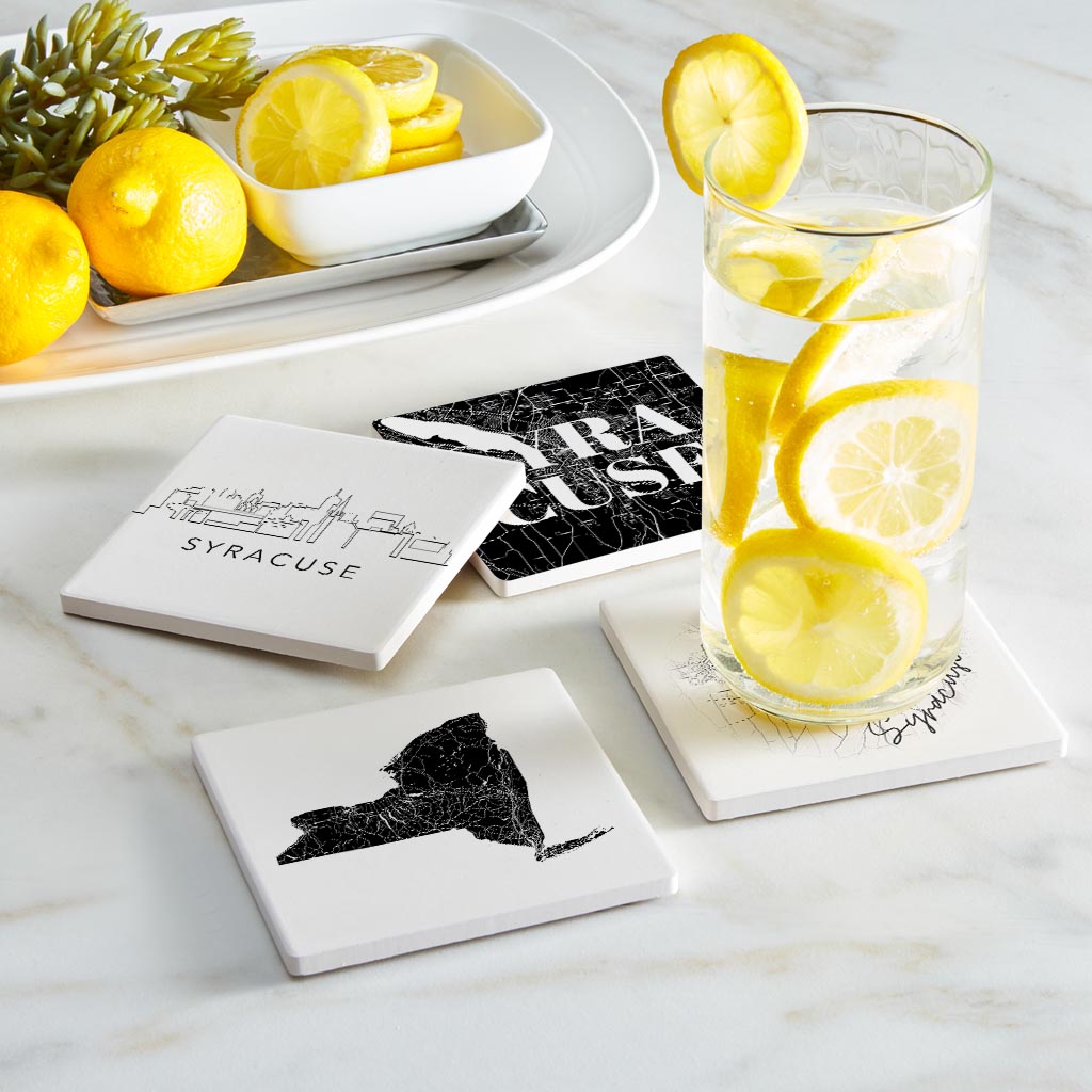 Minimalistic B&W New York Syracuse State| Absorbent Coasters | Set of 4 | Min 2