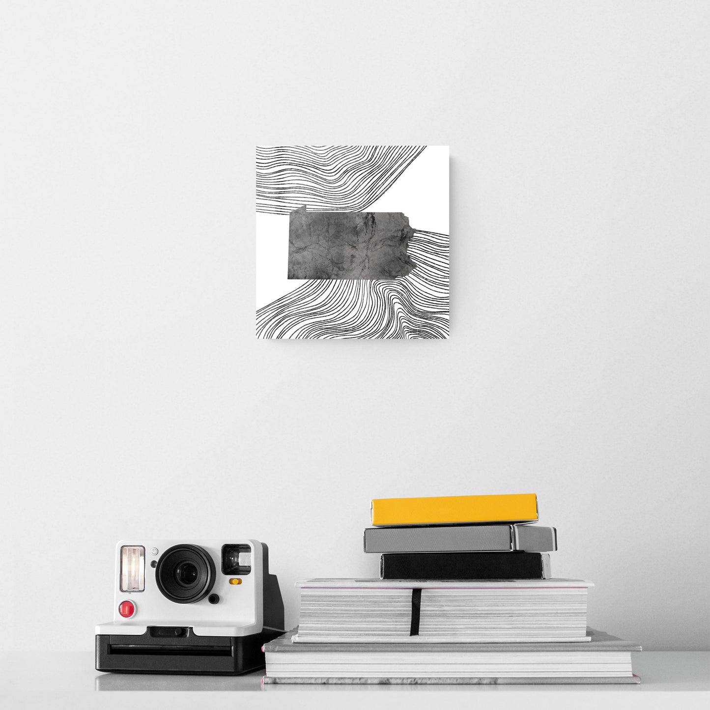 Minimalistic B&W Pennsylvania Shape Fluid Lines | Hi-Def Glass Art | Eaches | Min 2