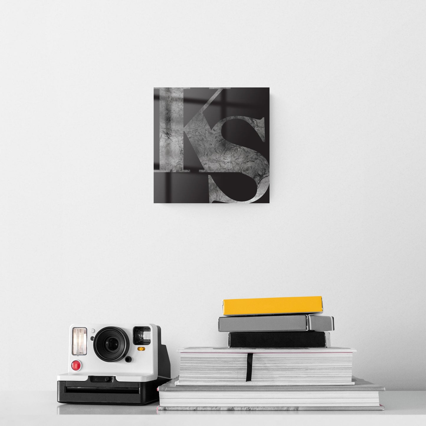 Minimalist B&W Kansas Black Initials | Hi-Def Glass Art | Eaches | Min 2
