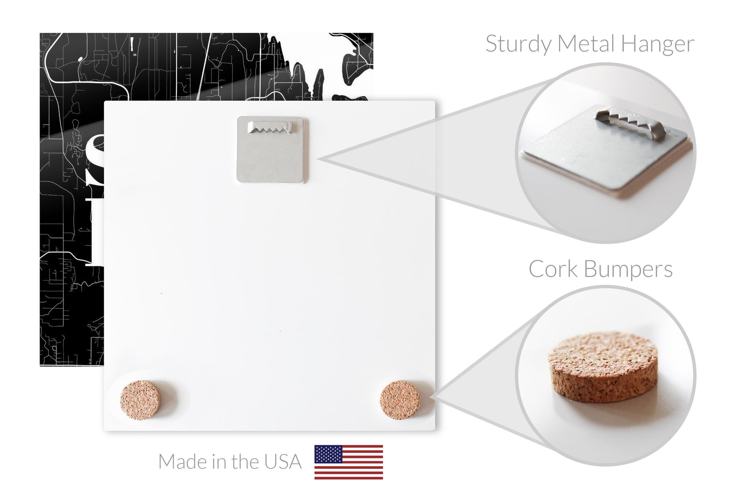 Minimalistic B&W Washington Silverdale Map | Hi-Def Glass Art | Eaches | Min 1