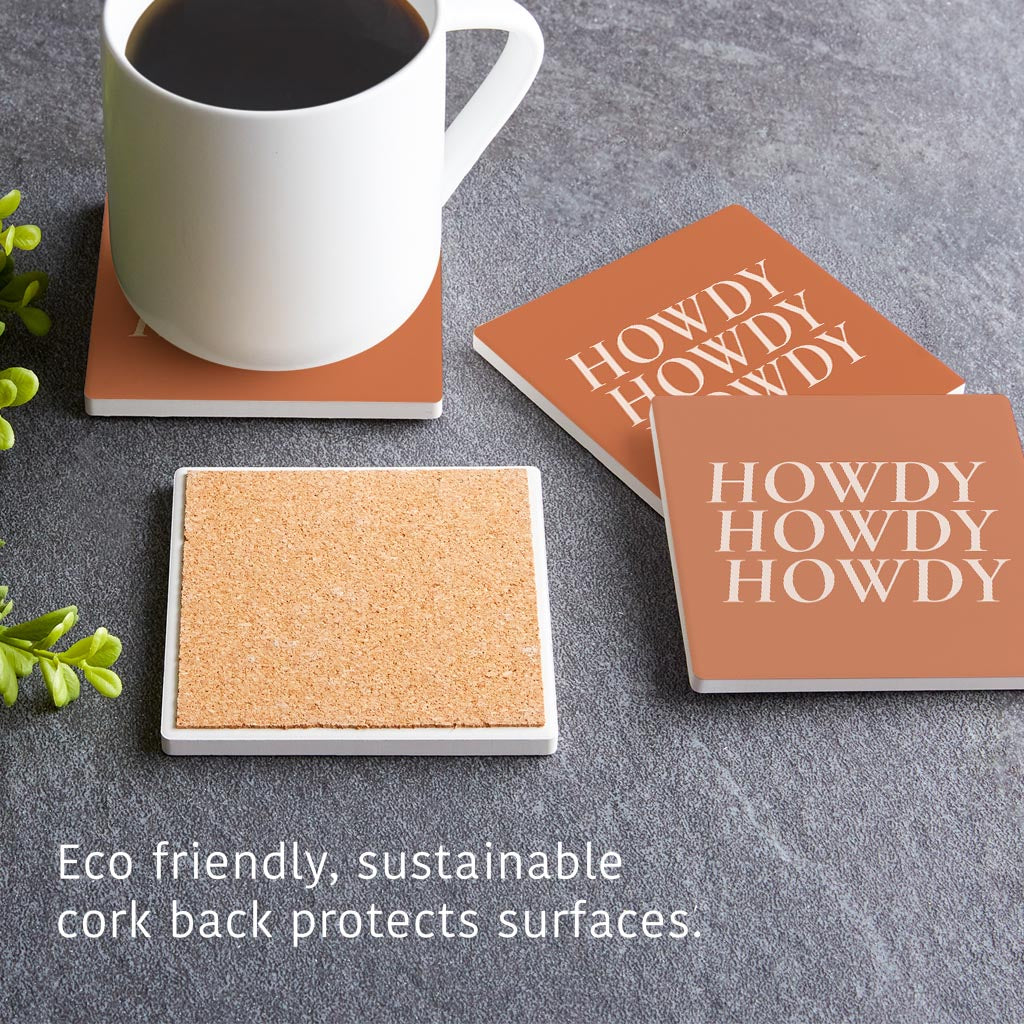 Modern Minimalist Texas Howdy | Absorbent Coasters | Set of 4 | Min 2