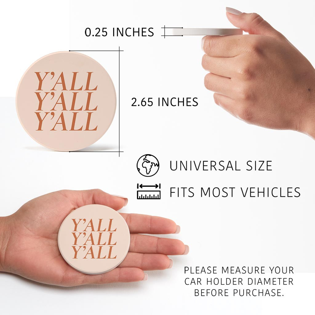 Modern Minimalist Texas Yall | Absorbent Car Coasters | Set of 2 | Min 4