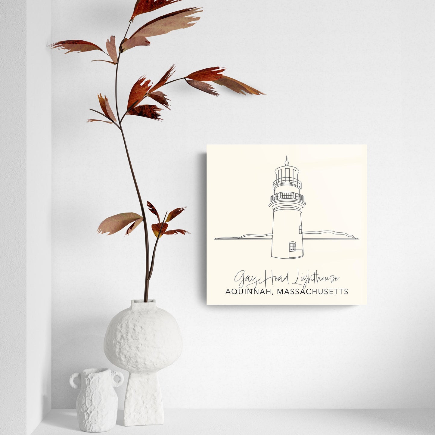 Cream Gay Head Lighthouse | Hi-Def Glass Art | Eaches | Min 2