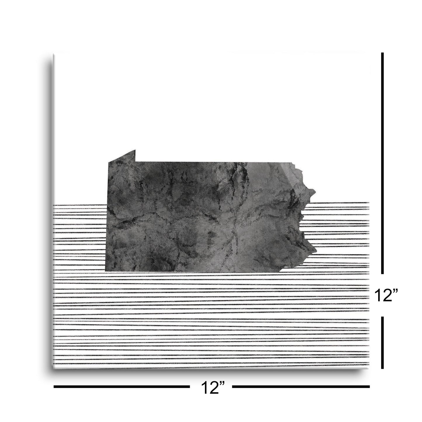 Minimalistic B&W Pennsylvania Shape Straight Lines | Hi-Def Glass Art | Eaches | Min 1