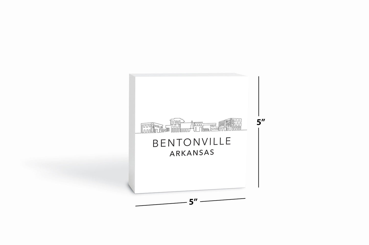 Minimalist B&W Arkansas Bentonville Skyline | Wood Block | Eaches | Min 4