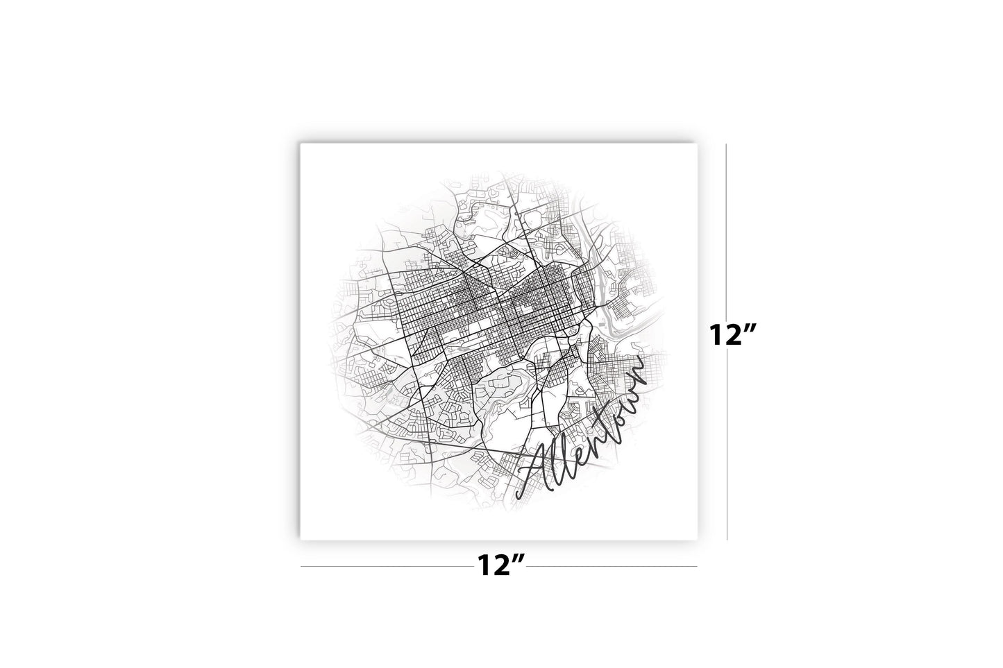 Minimalistic B&W Pennsylvania Allentown Circle Map | Wood Sign | Eaches | Min 2