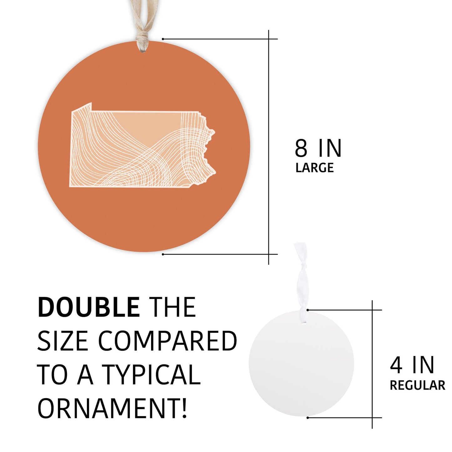 Modern Minimalist Pennsylvania State Lines Light | Wood Ornament | Eaches | Min 1