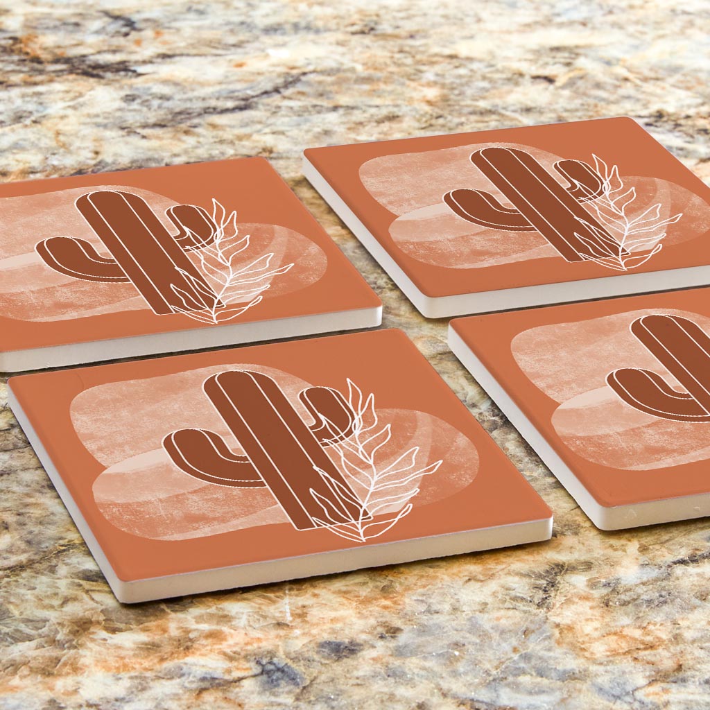 Modern Minimalist Texas Cactus | Absorbent Coasters | Set of 4 | Min 2