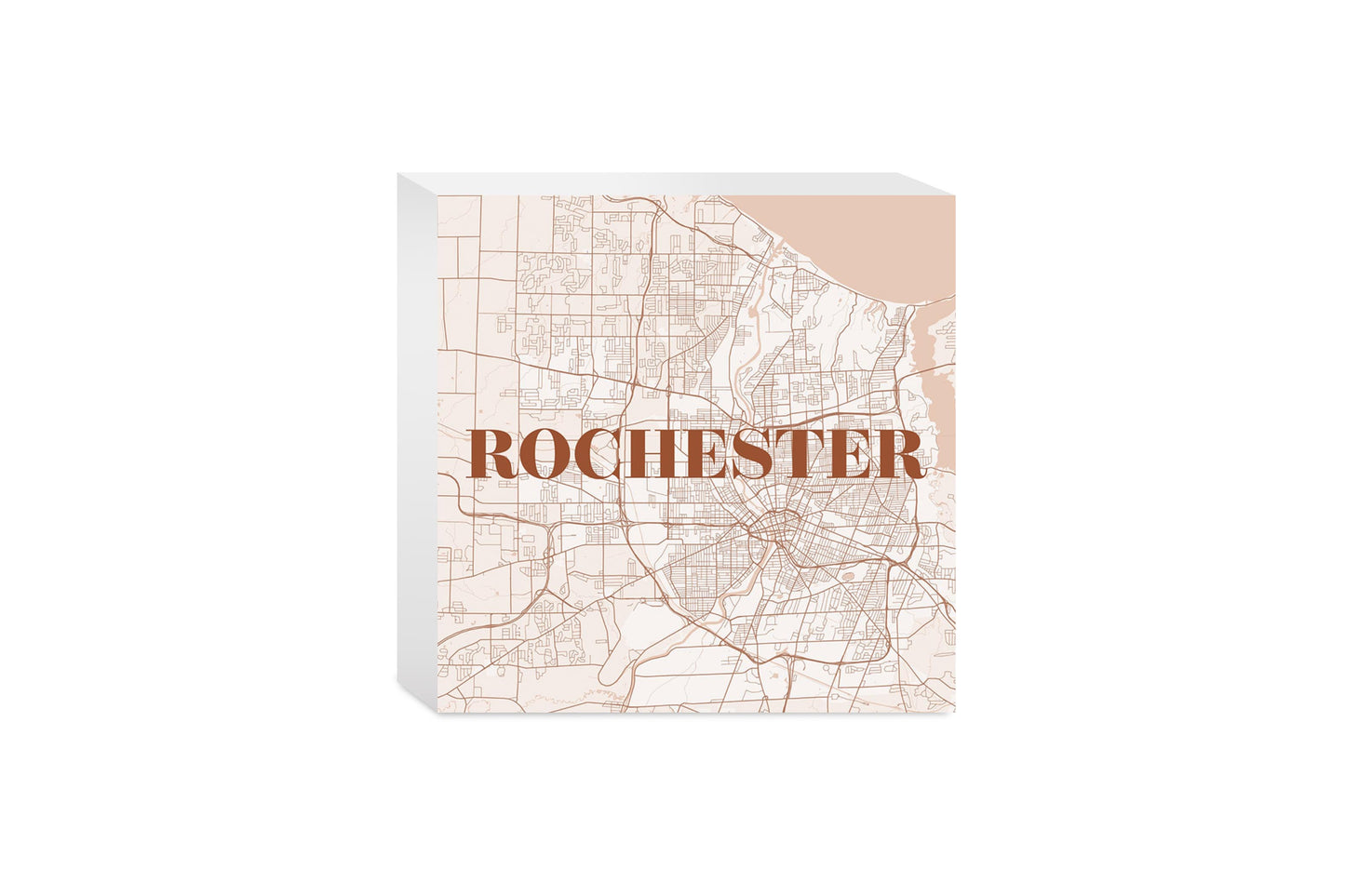 Modern Minimalist New York Rochester Map | Wood Block | Eaches | Min 4