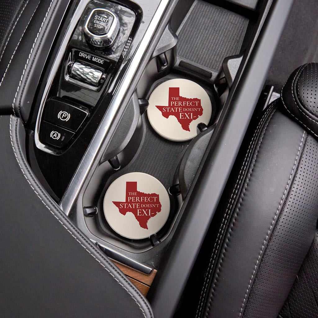 Modern Minimalist Texas Colors Perfect State | Absorbent Car Coasters | Set of 2 | Min 4