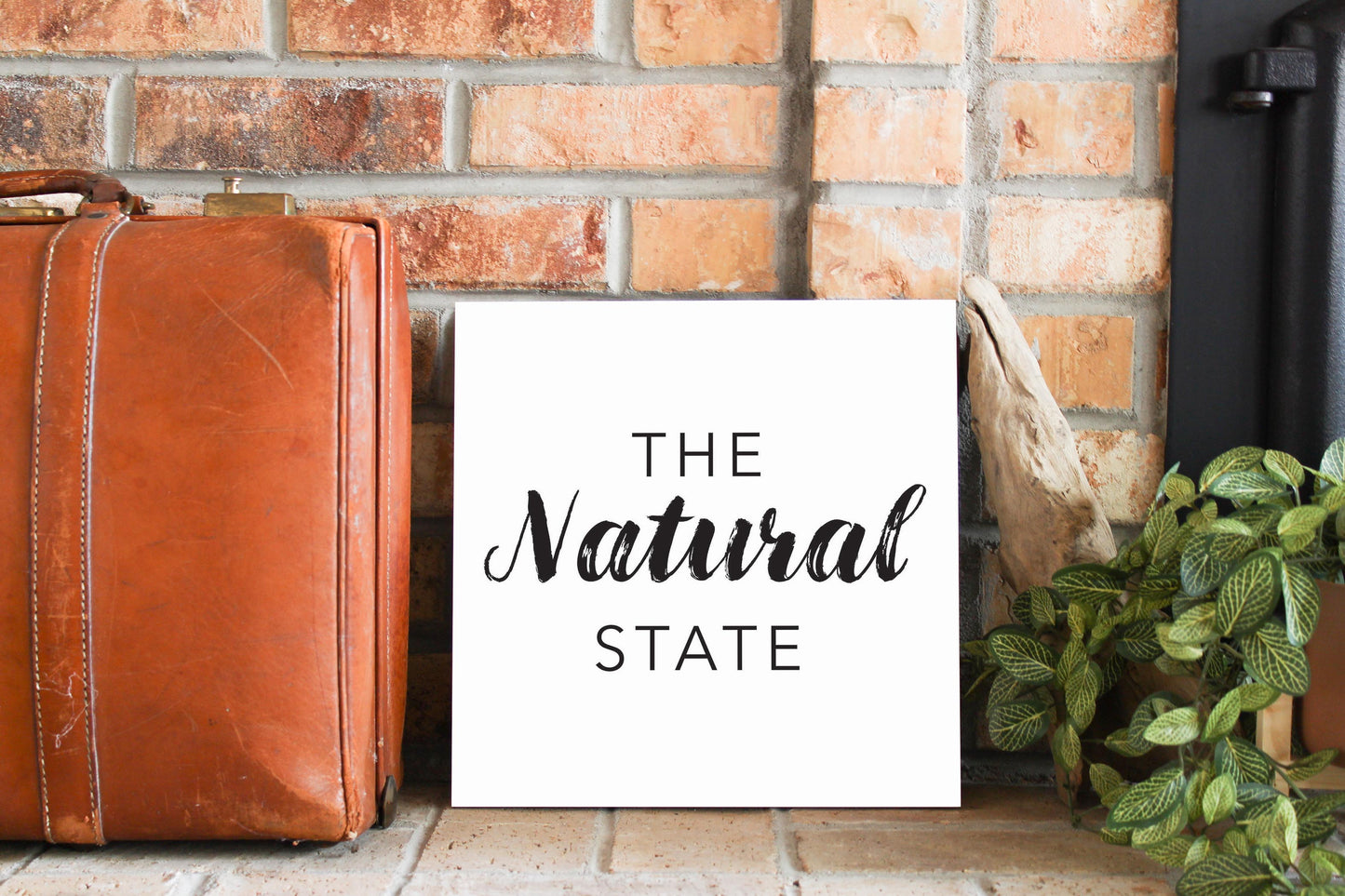 B&W Minimalist Arkansas The Natural State | Wood Sign | Eaches | Min 2