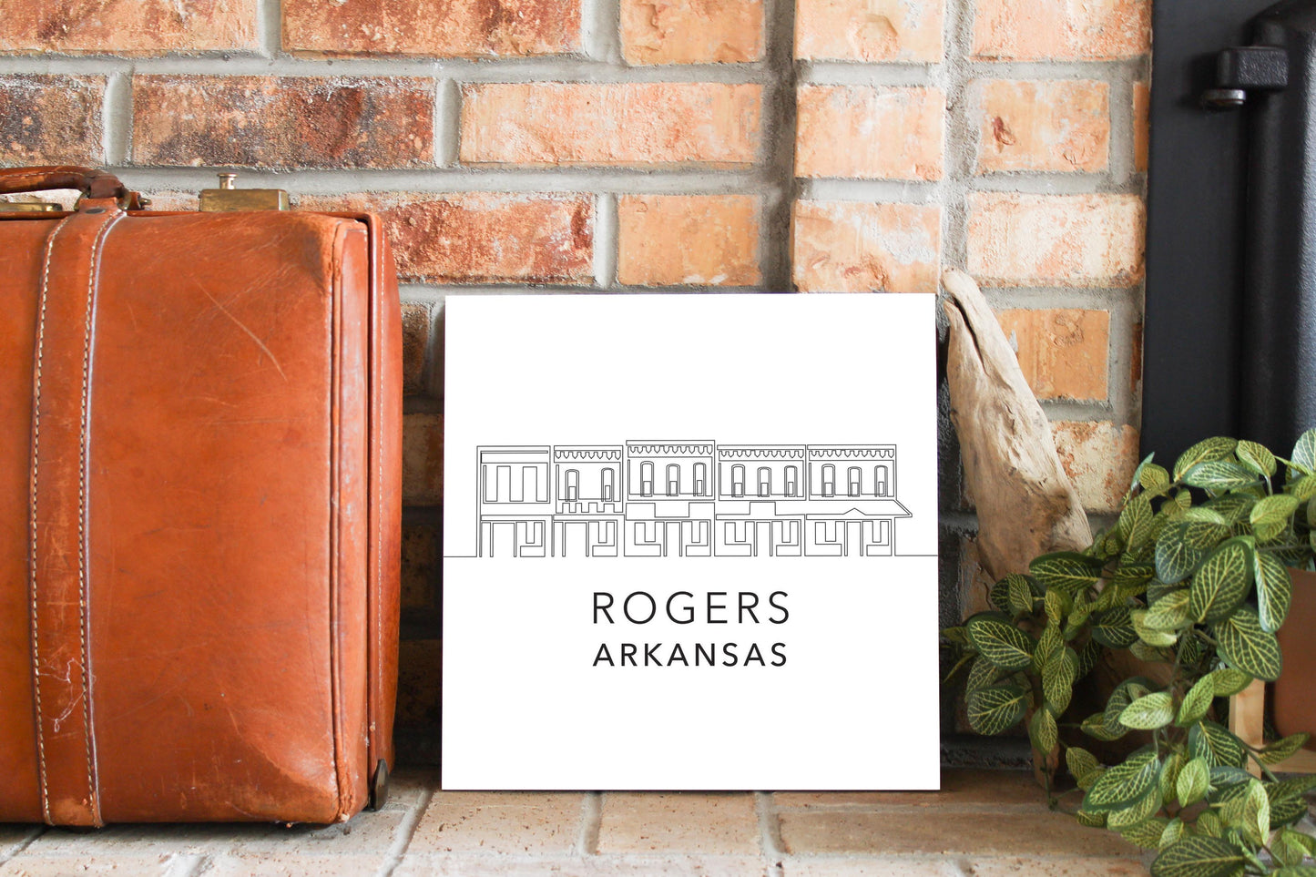 Minimalist B&W Arkansas Rogers Skyline | Wood Sign | Eaches | Min 2