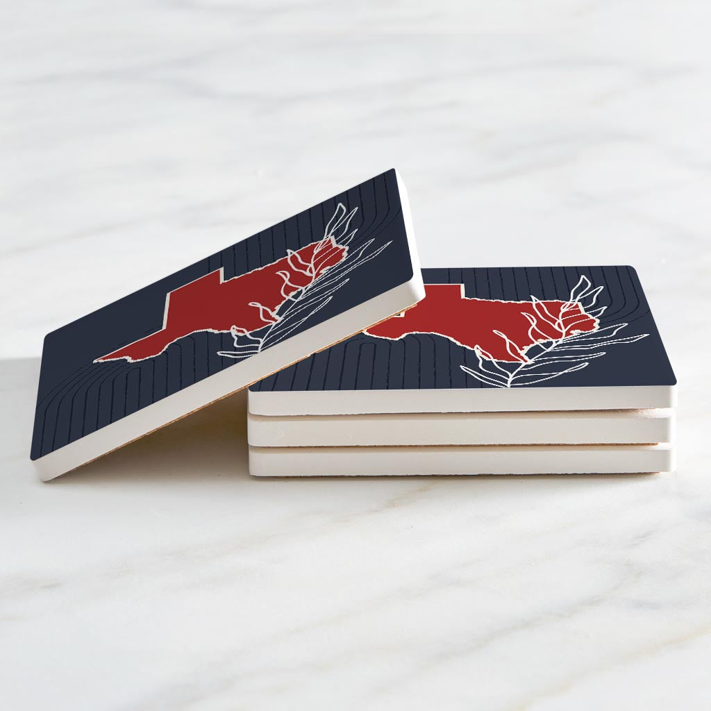 Modern Minimalist Texas Colors Shape Leaf| Absorbent Coasters | Set of 4 | Min 2