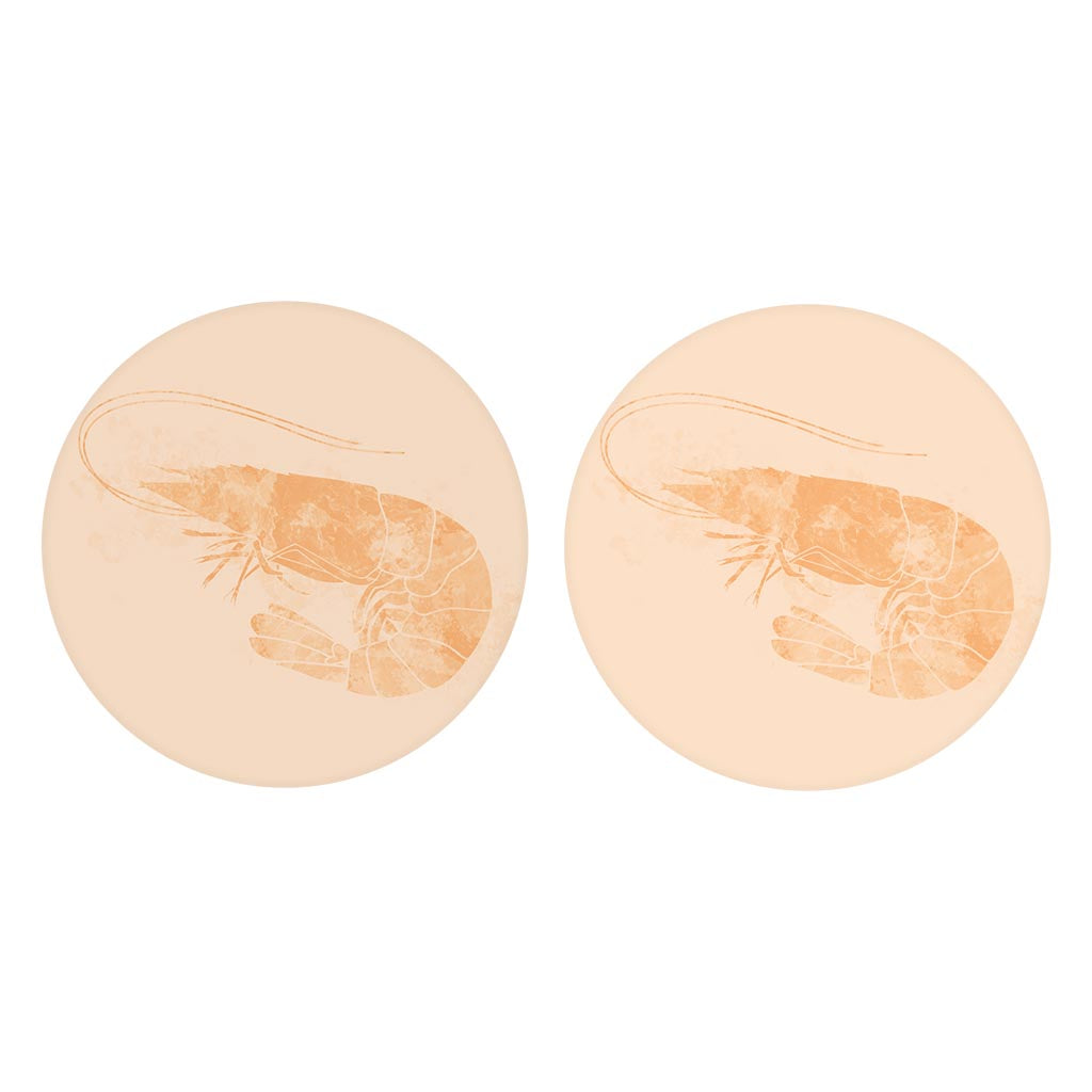 Louisiana Colorful Water Color Shrimp | Absorbent Car Coasters | Set of 2 | Min 4