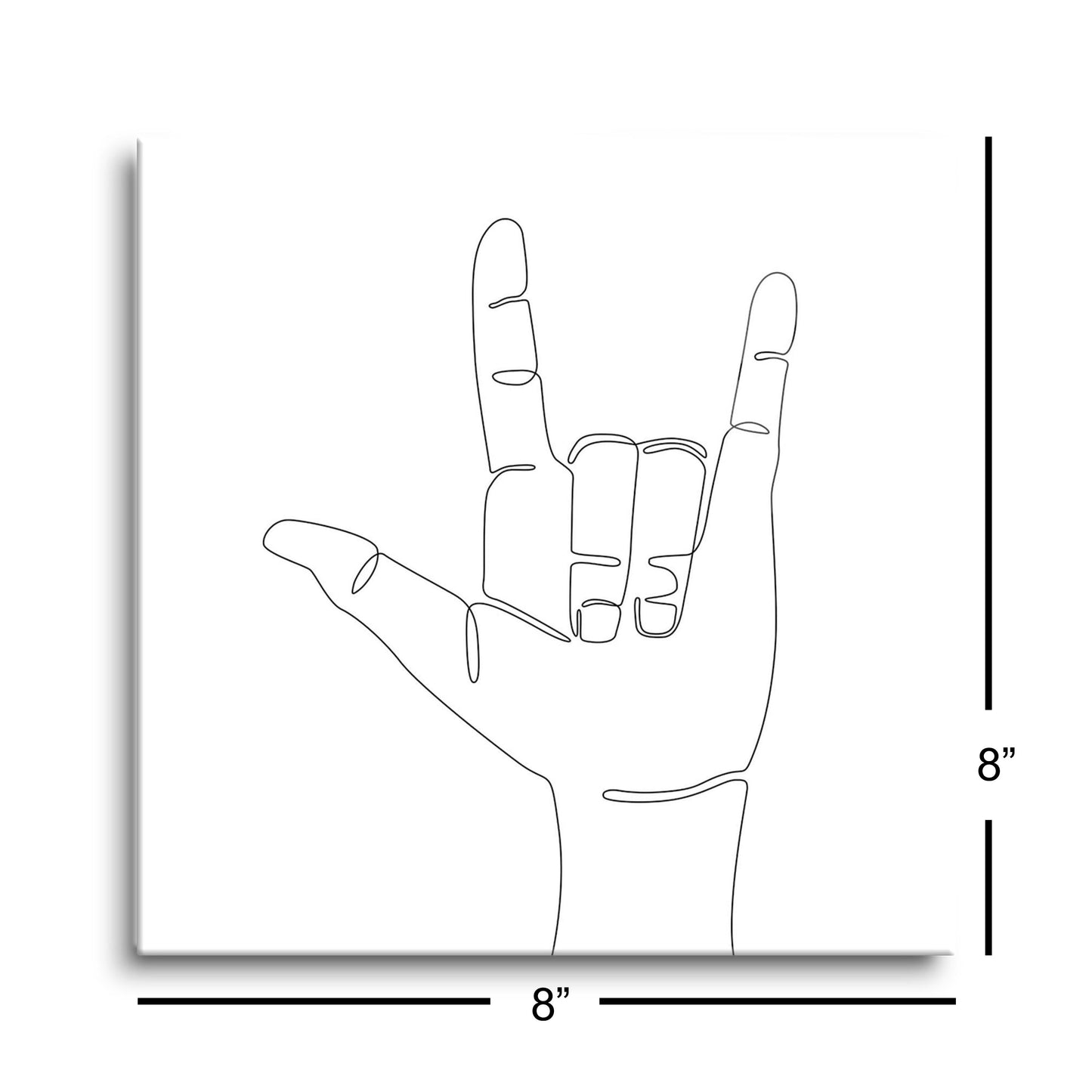Lovehand Sign Line Drawing | Hi-Def Glass Art | Eaches | Min 2
