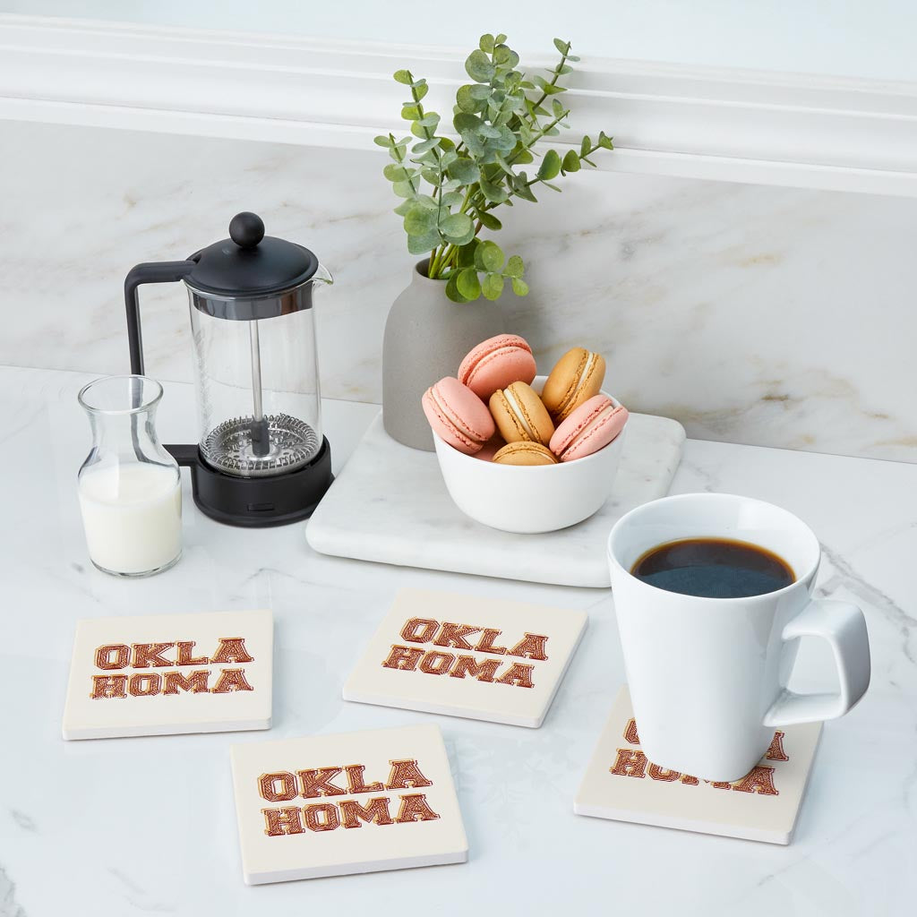 Modern Minimalist Oklahoma| Absorbent Coasters | Set of 4 | Min 2