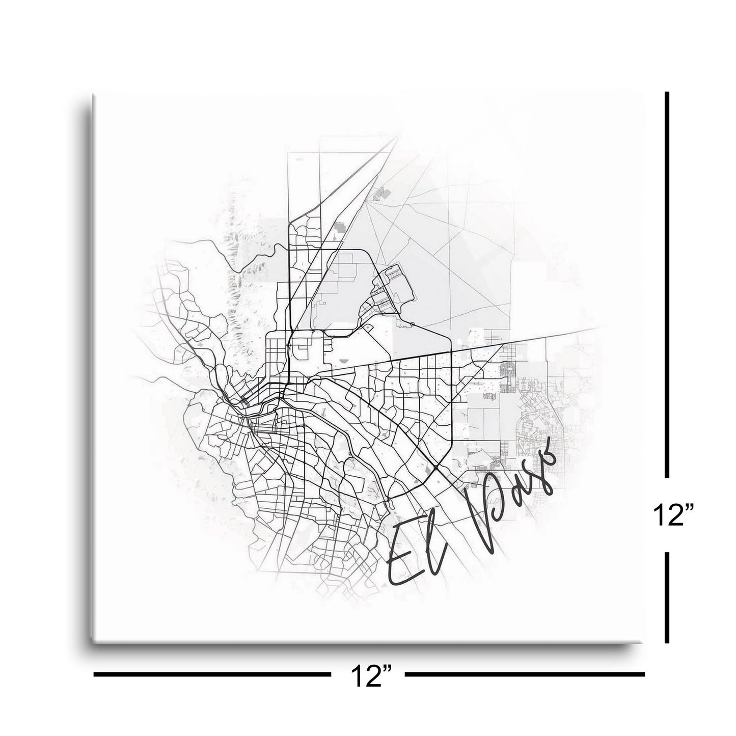 Minimalistic B&W Texas El Paso Circle Map | Hi-Def Glass Art | Eaches | Min 1