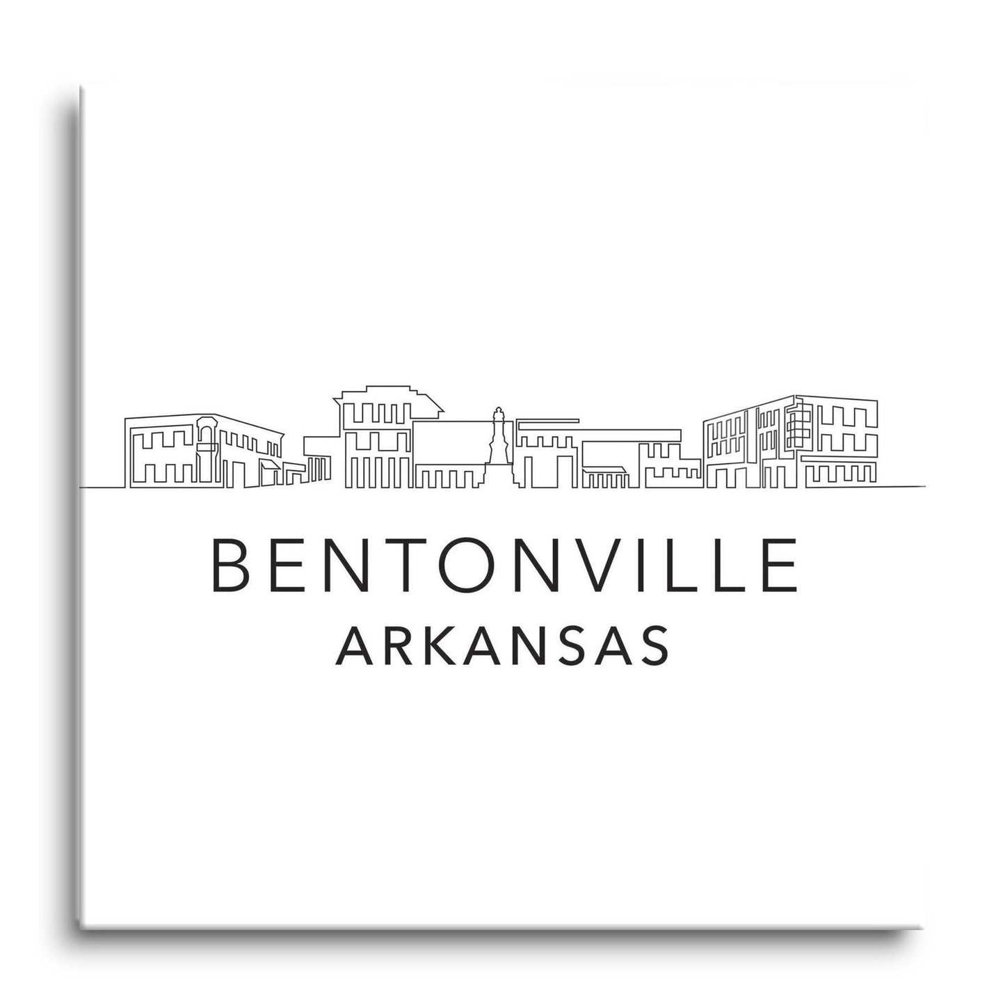 Minimalist B&W Arkansas Bentonville Skyline | Hi-Def Glass Art | Eaches | Min 1
