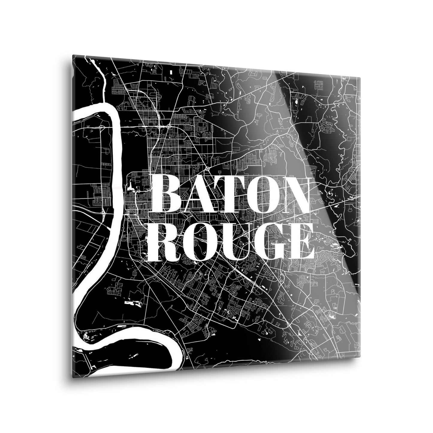 Modern Louisiana Baton Rouge Map | Hi-Def Glass Art | Eaches | Min 2