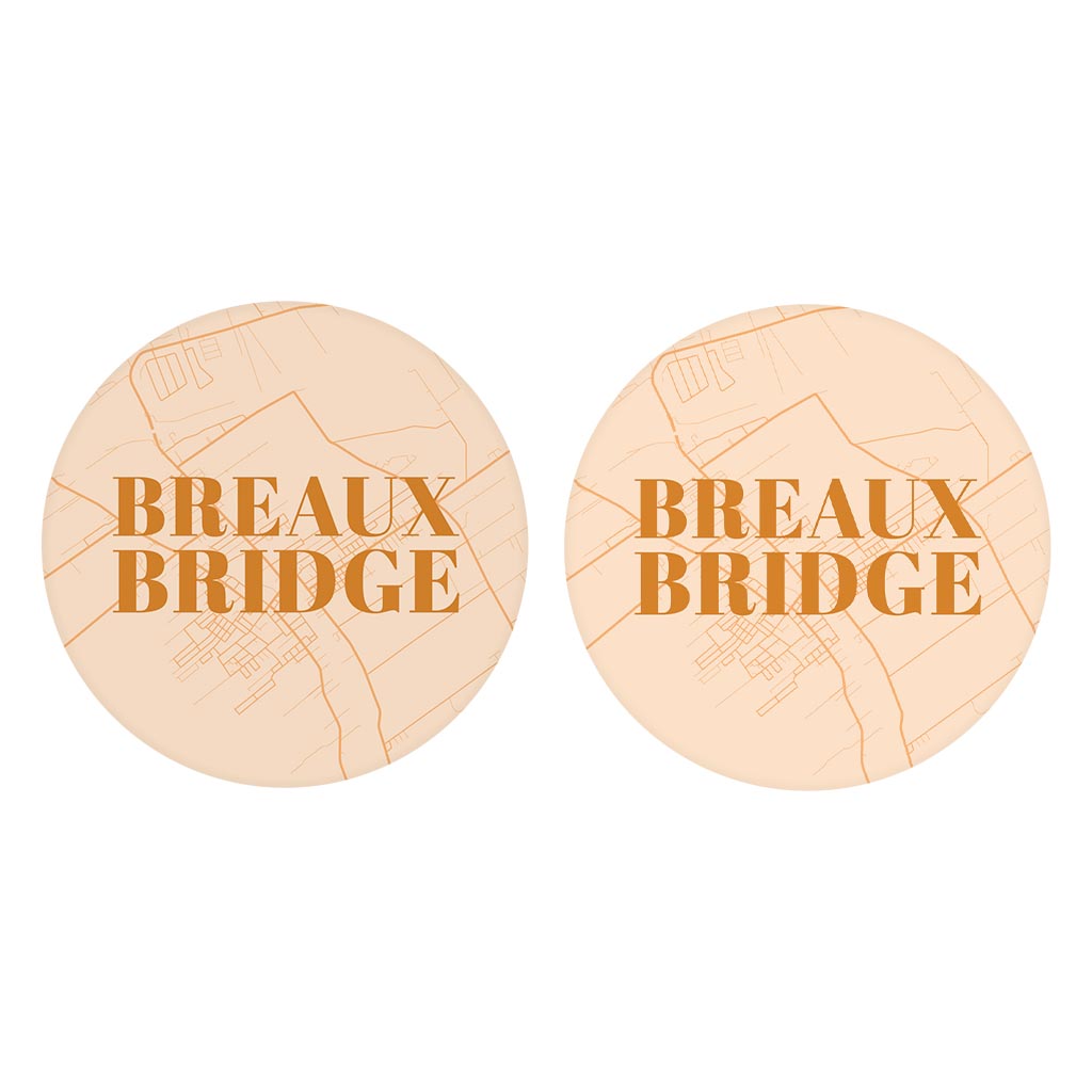 Modern Minimalist Louisiana Breaux Bridge Map| Absorbent Car Coasters | Set of 2 | Min 4