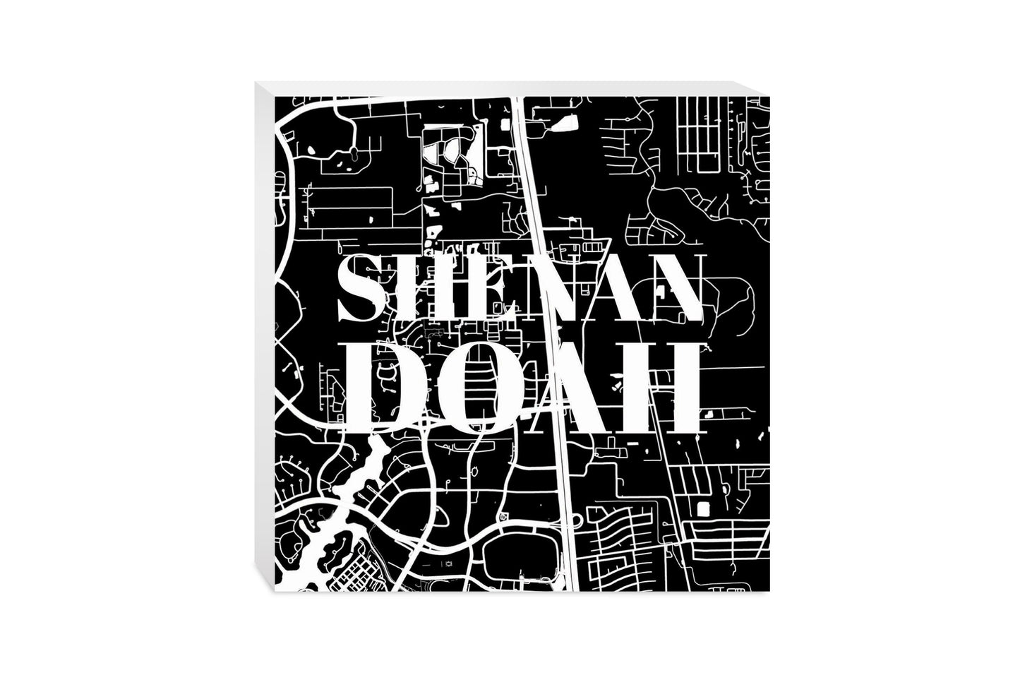 Minimalistic B&W Texas Shenandoah Map | Wood Block | Eaches | Min 2