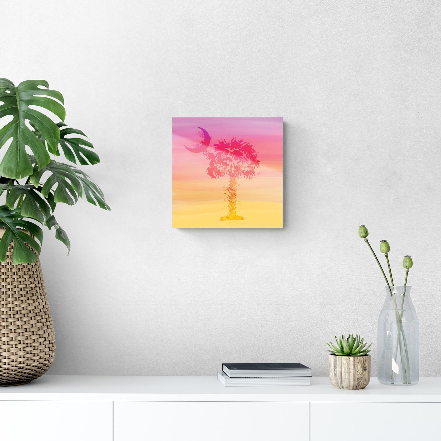 South Carolina Pink Water Color Palm Trees | Hi-Def Glass Art | Eaches | Min 1