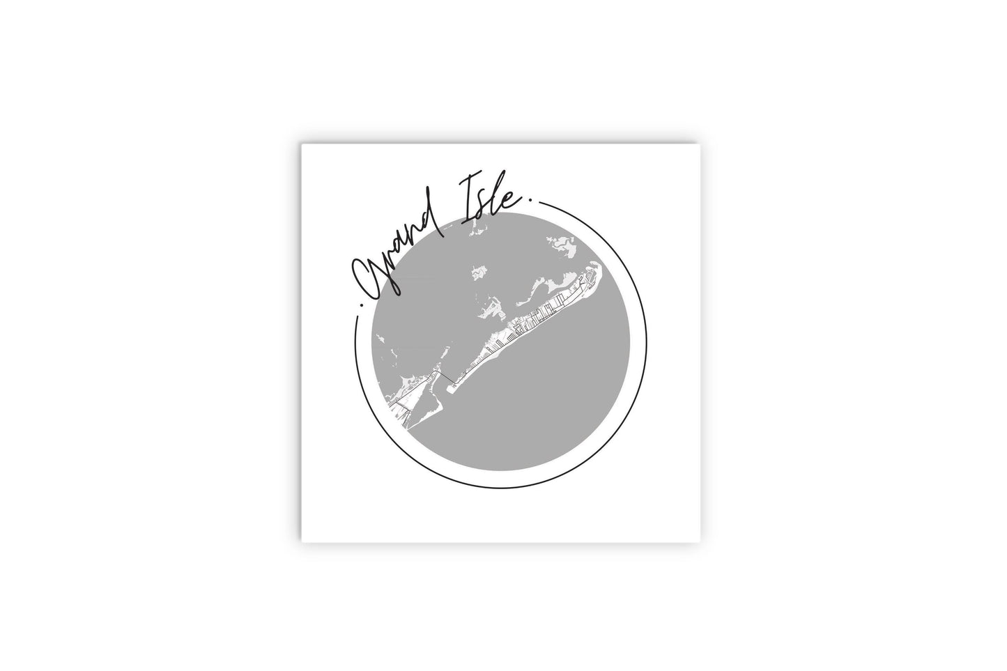 Minimalist B&W Louisiana Grand Isle Circle Map | Wood Sign | Eaches | Min 2