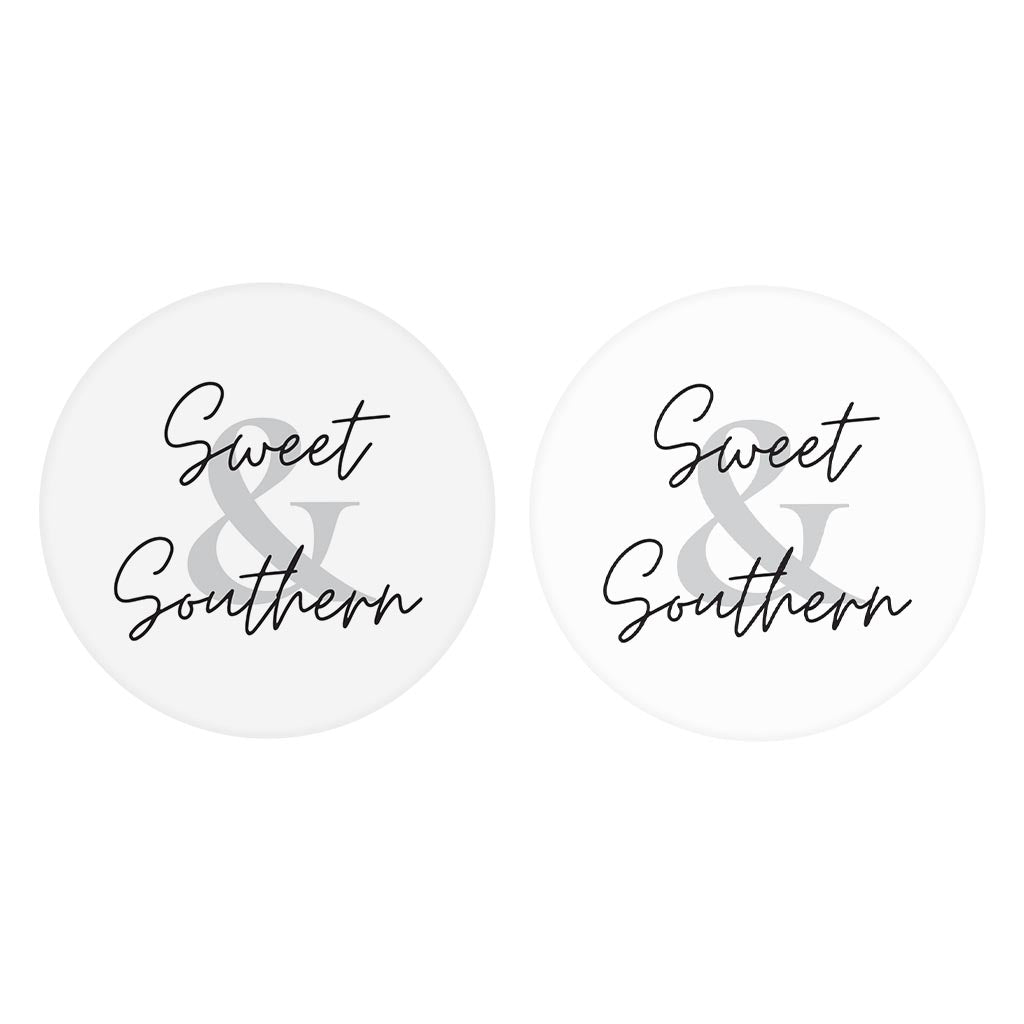 Minimalistic B&W Texas Sweet Southern | Absorbent Car Coasters | Set of 2 | Min 4