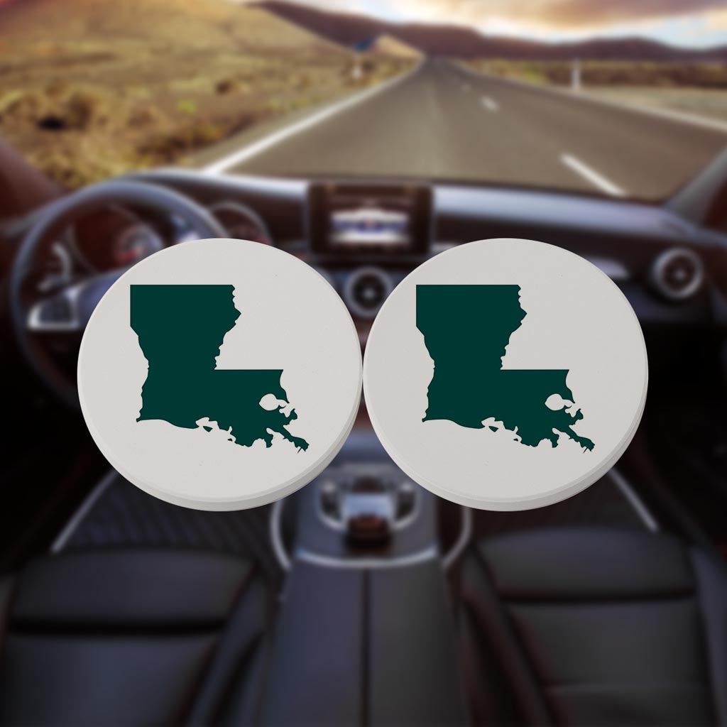 Blue White Louisiana State Shape | Absorbent Car Coasters | Set of 2 | Min 4