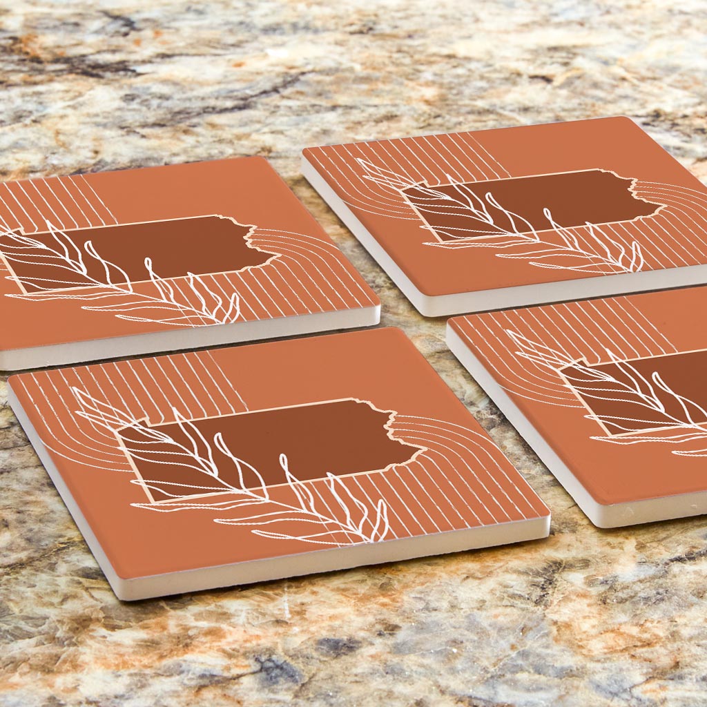 Modern Minimalist Pennsylvania State Leaf | Absorbent Coasters | Set of 4 | Min 2