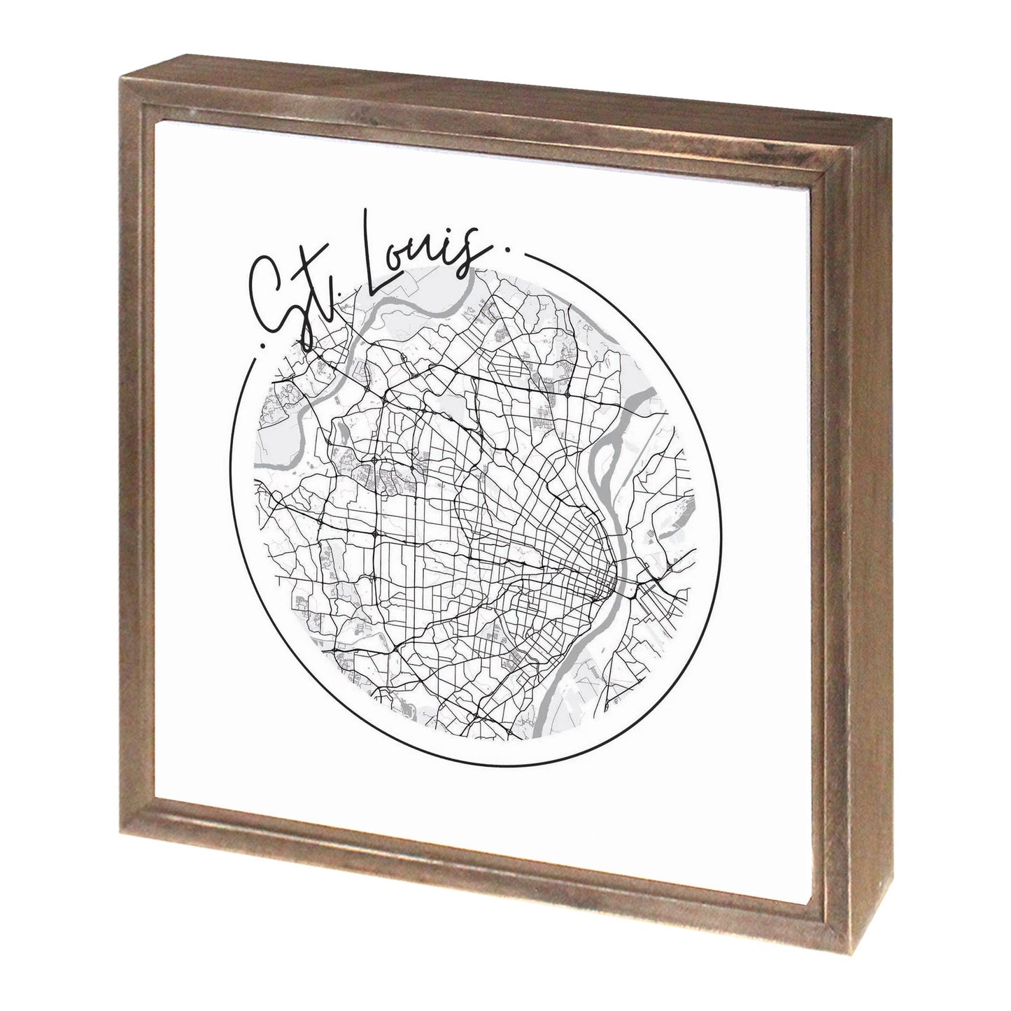 Minimalist B&W Missouri St Louis Circle Map | Wood Sign | Eaches | Min 1