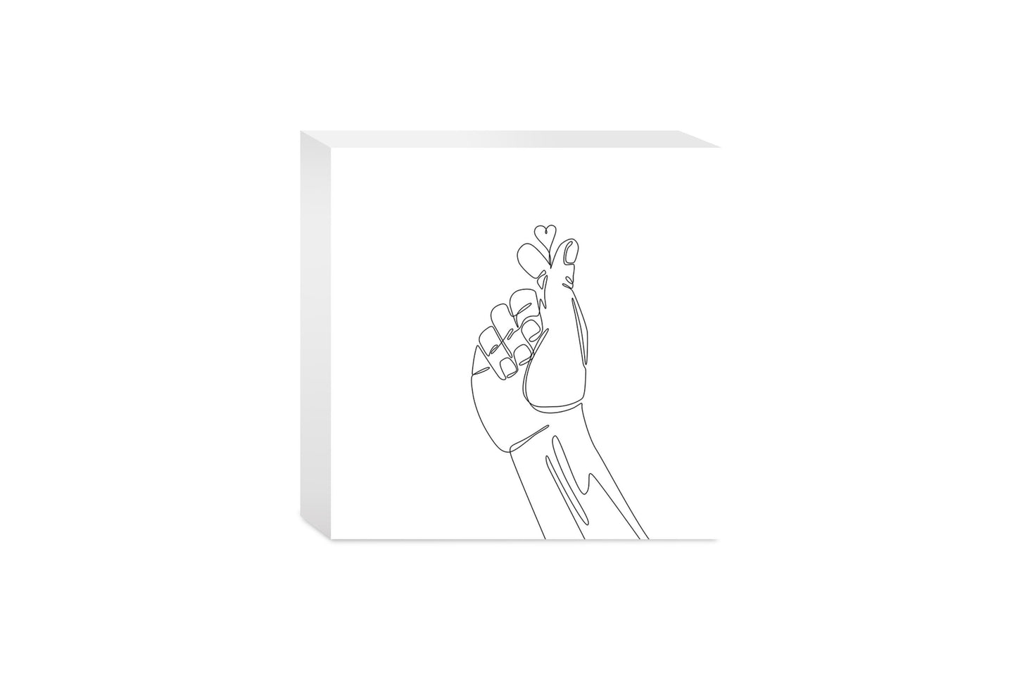 Tiny Heart Hand Sign Line Drawing| Wood Block | Eaches | Min 4