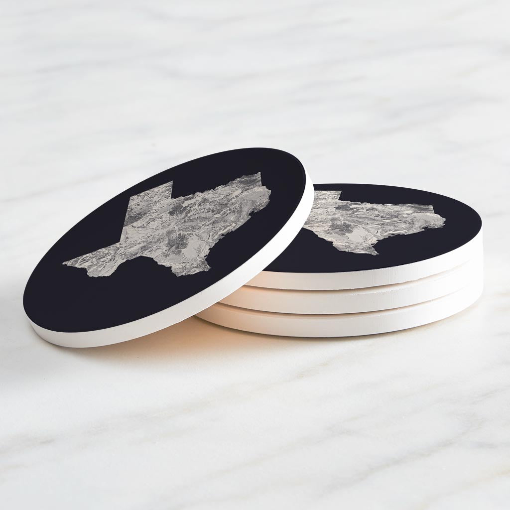 Modern Minimalist Texas Metal State Shape| Absorbent Coasters | Set of 4 | Min 2