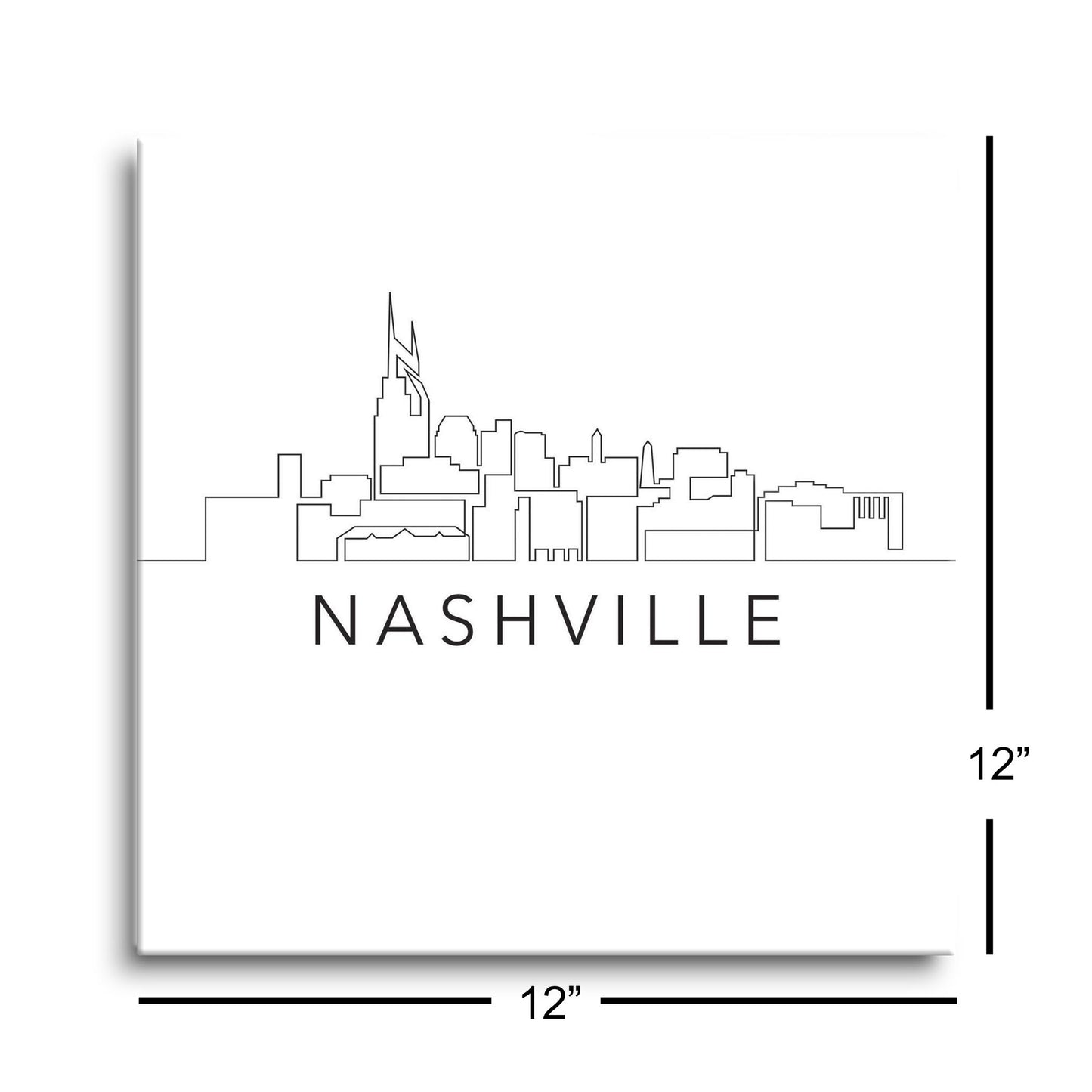 Minimalist B&W Tennessee Nashville Skyline | Hi-Def Glass Art | Eaches | Min 1