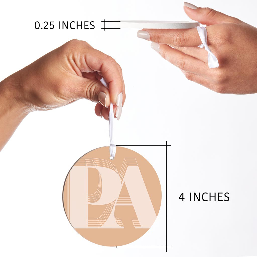 Modern Minimalist Pennsylvania Pa Initials Light| Wood Ornament | Eaches | Min 6