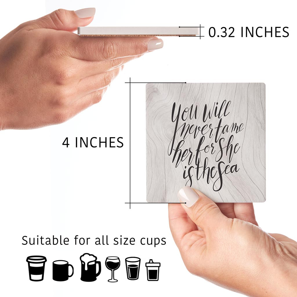 New England Calligraphy Saying | Absorbent Coasters | Set of 4 | Min 2