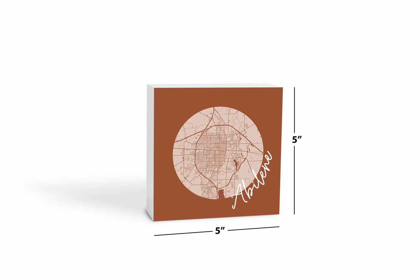 Modern Minimalist Texas Abilene Circle Map | Wood Block | Eaches | Min 4