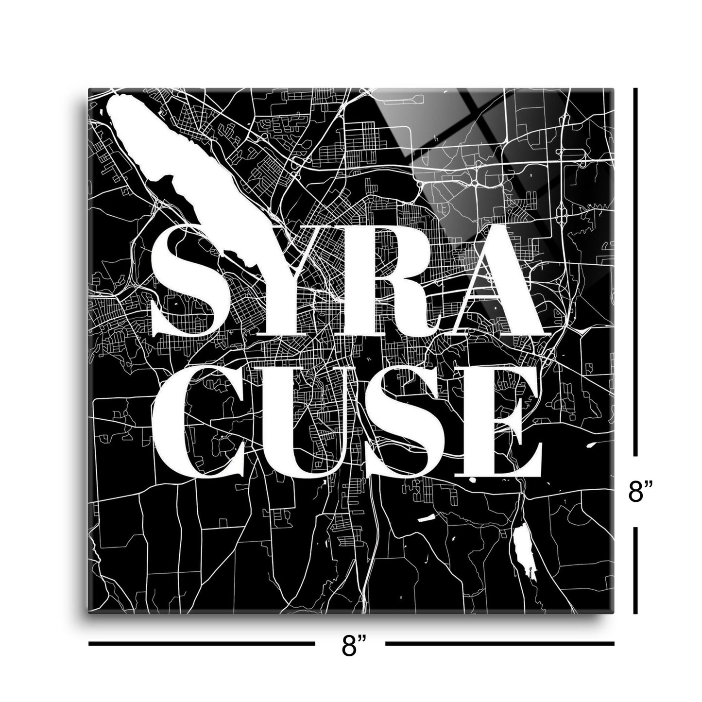 Minimalistic B&W New York Syracuse Map | Hi-Def Glass Art | Eaches | Min 2