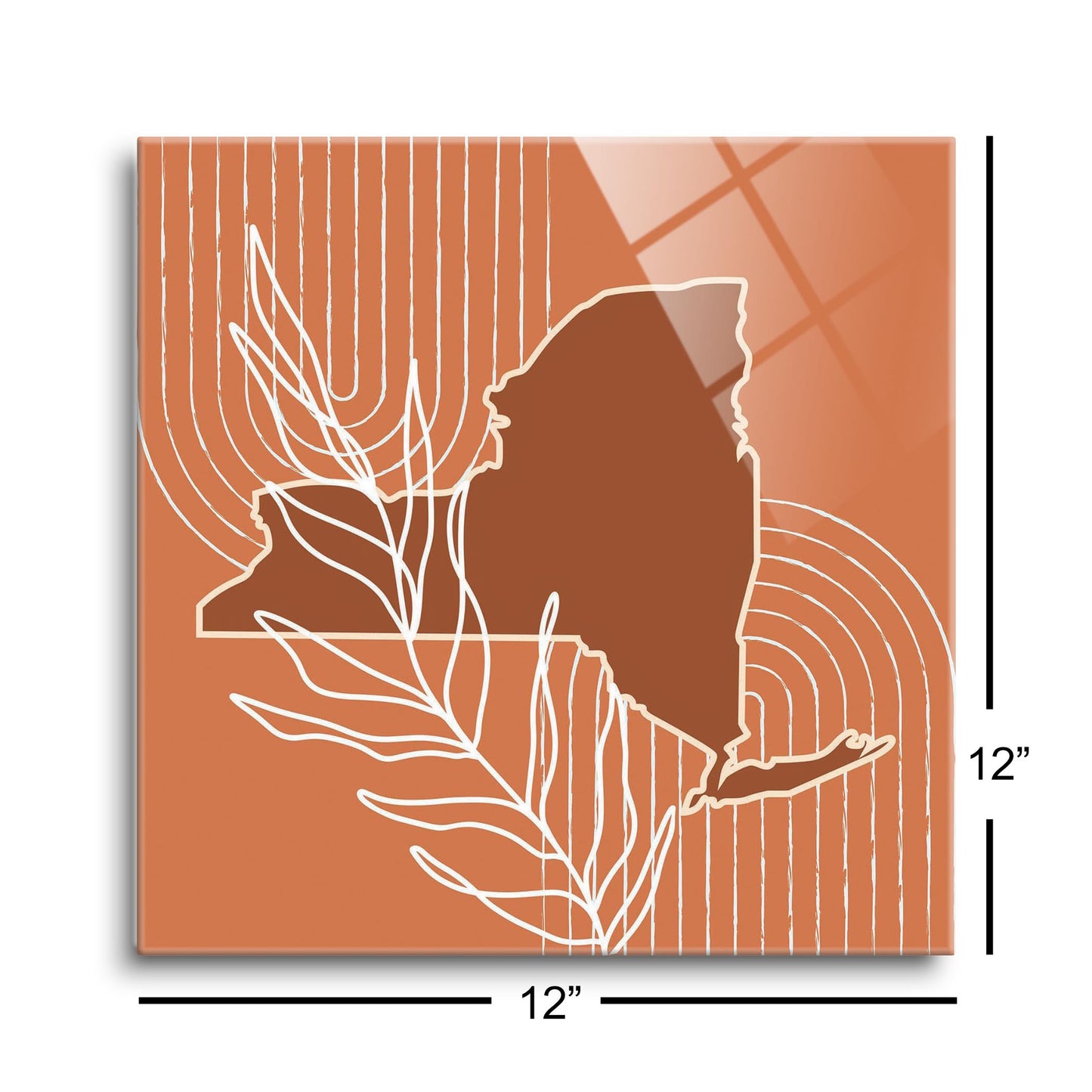 Modern Minimalist New York Shape And Leaf | Hi-Def Glass Art | Eaches | Min 1