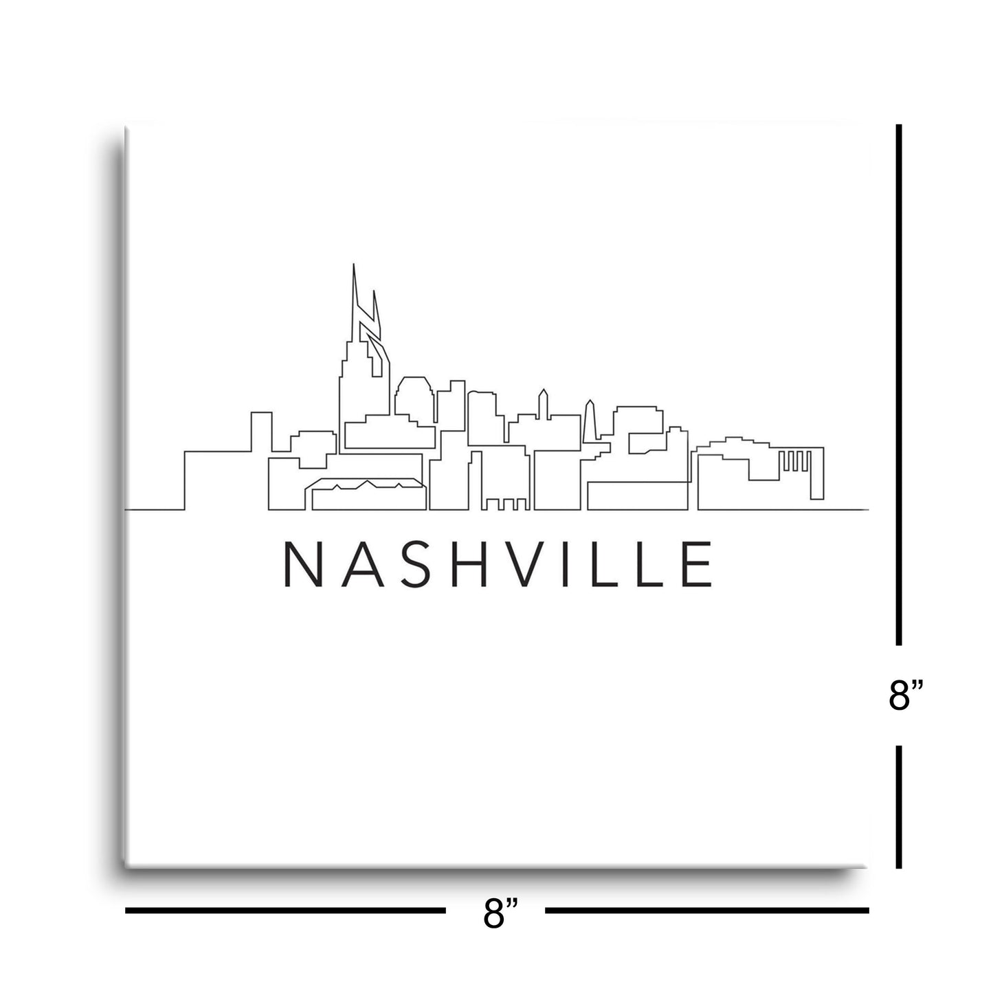 Minimalist B&W Tennessee Nashville Skyline | Hi-Def Glass Art | Eaches | Min 2