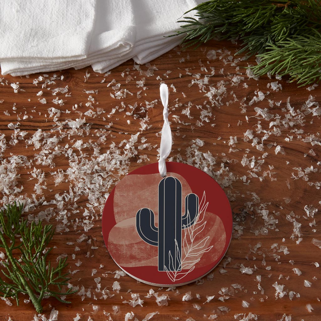 Modern Minimalist Texas Colors Cactus | Wood Ornament | Eaches | Min 6