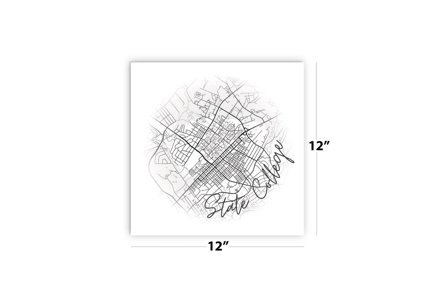 Minimalistic B&W Pennsylvania State College Circle Map | Wood Sign | Eaches | Min 2