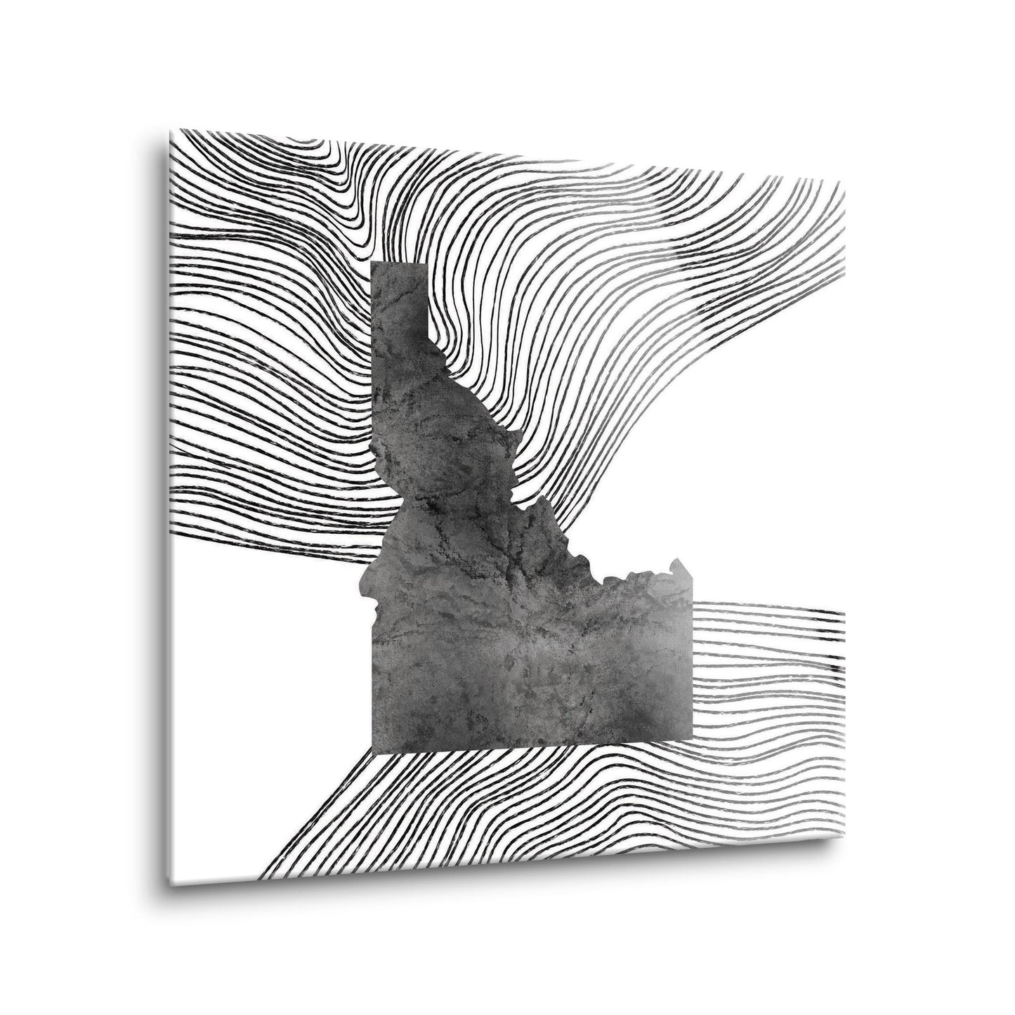 Minimalist B&W Idaho State With Fluid Lines | Hi-Def Glass Art | Eaches | Min 1