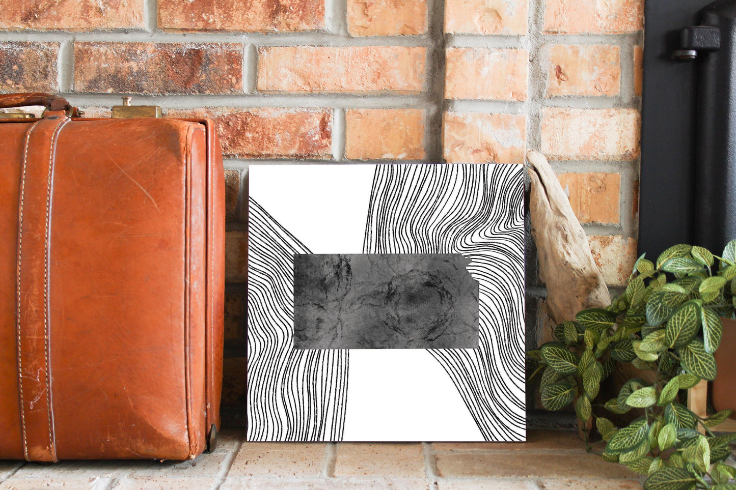 Minimalist B&W Kansas State With Fluid Lines | Wood Sign | Eaches | Min 2