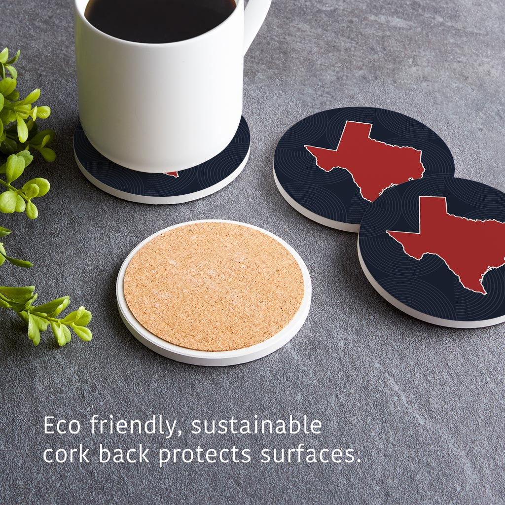 Modern Minimalist Texas Colors Shape | Absorbent Coasters | Set of 4 | Min 2