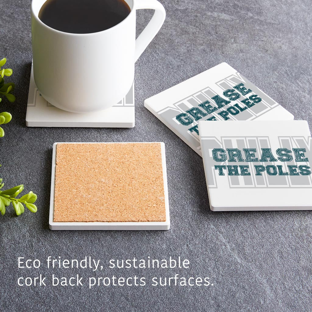 Modern Minimalist Pennsylvania Grease The Poles | Absorbent Coasters | Set of 4 | Min 2