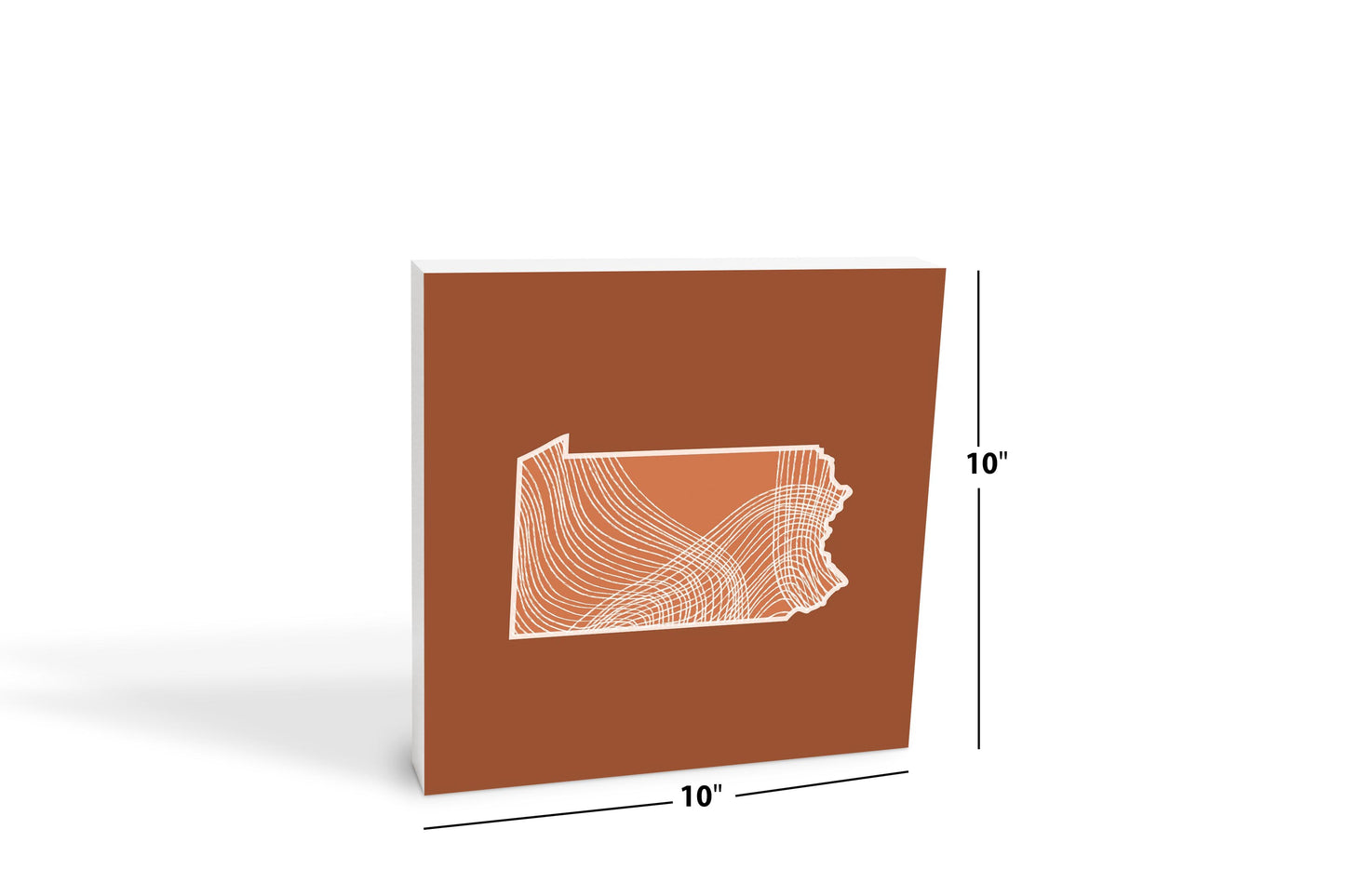 Modern Minimalist Pennsylvania State Lines Dark | Wood Block | Eaches | Min 2