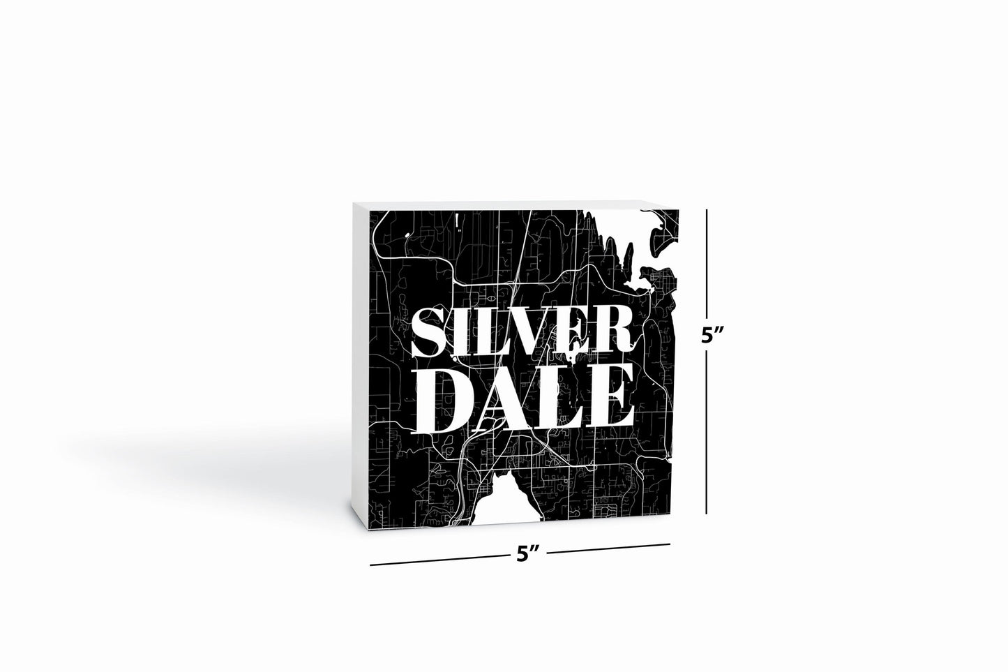 Minimalistic B&W Washington Silverdale Map | Wood Block | Eaches | Min 4